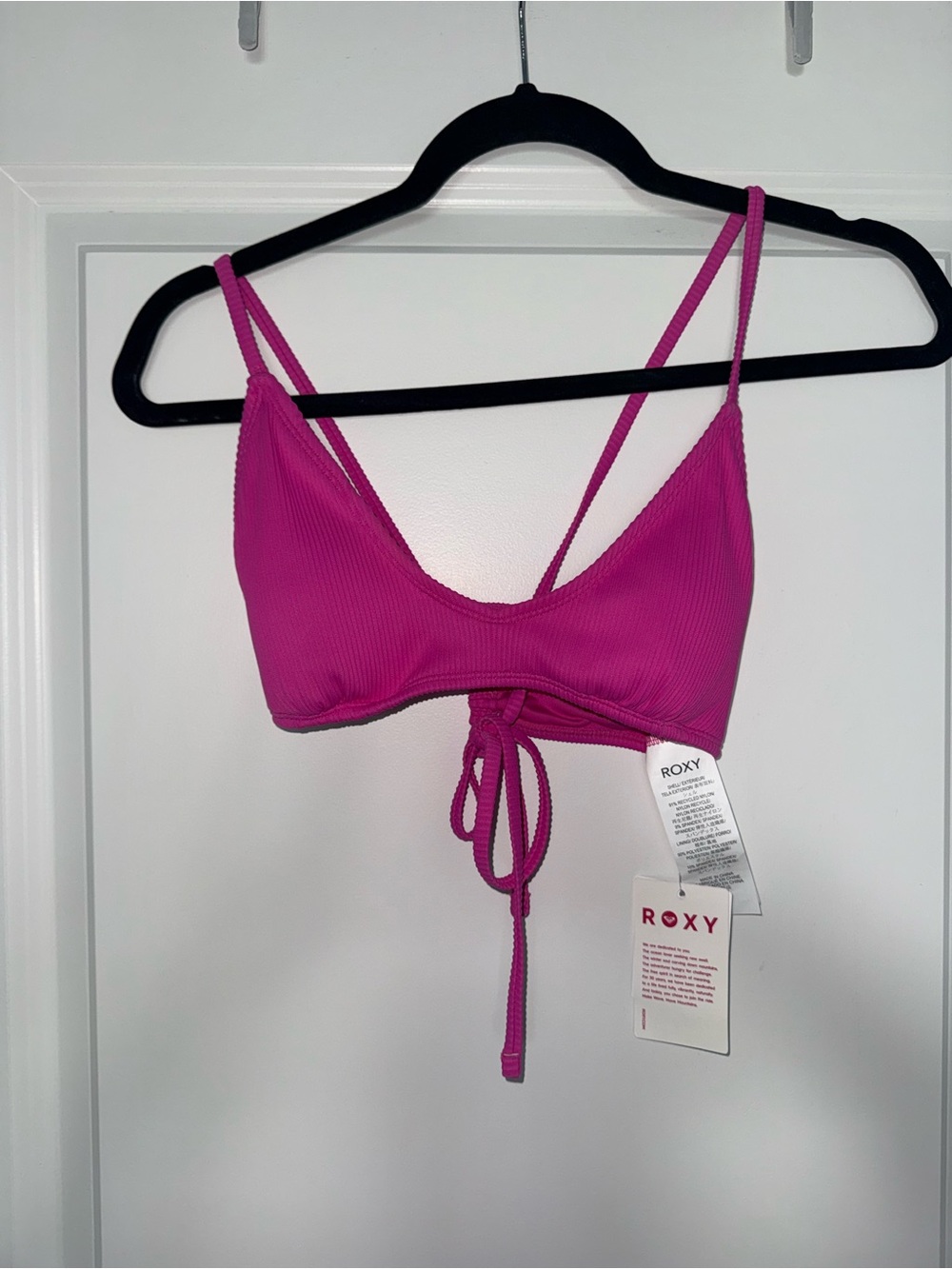 Roxy Women's Ribbed Athletic Triangle Bikini Top - Hot Pink